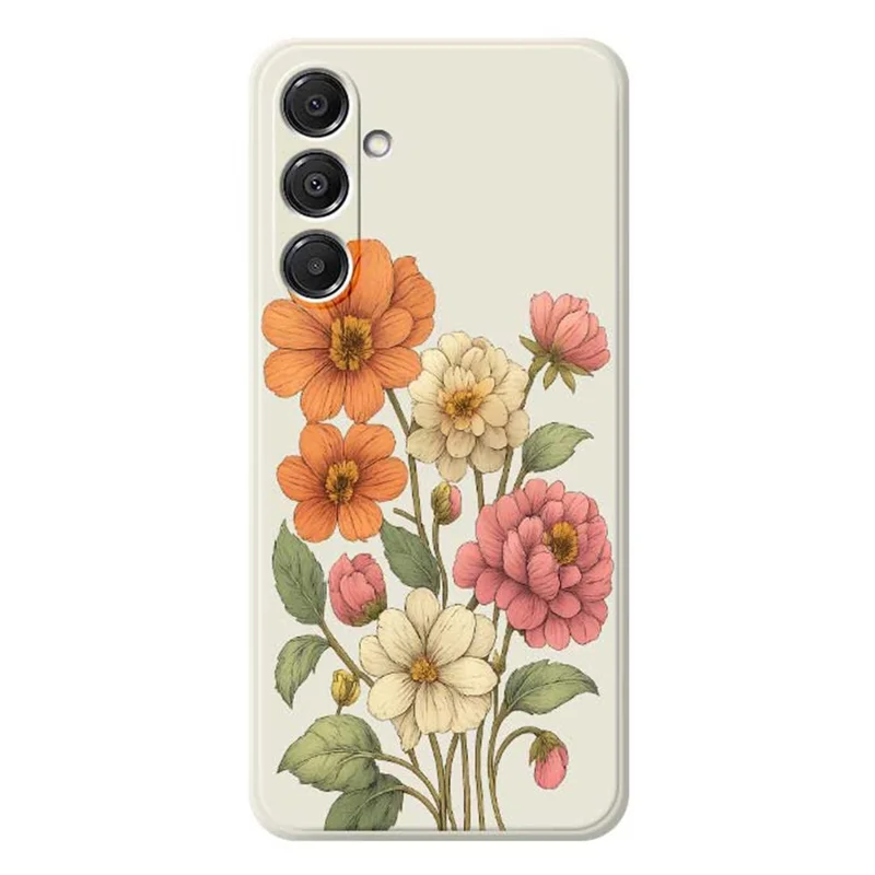 Für Samsung Galaxy A16 5G / 4G Hülle Schönes Blumenmuster Gedruckt Gerade Kante TPU Handyrückseite - Beige