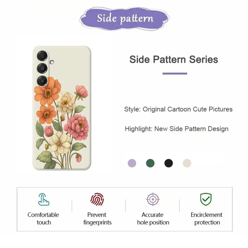 Für Samsung Galaxy A16 5G / 4G Hülle Schönes Blumenmuster Gedruckt Gerade Kante TPU Handyrückseite - Beige