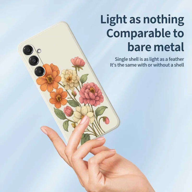 Für Samsung Galaxy A16 5G / 4G Hülle Schönes Blumenmuster Gedruckt Gerade Kante TPU Handyrückseite - Beige