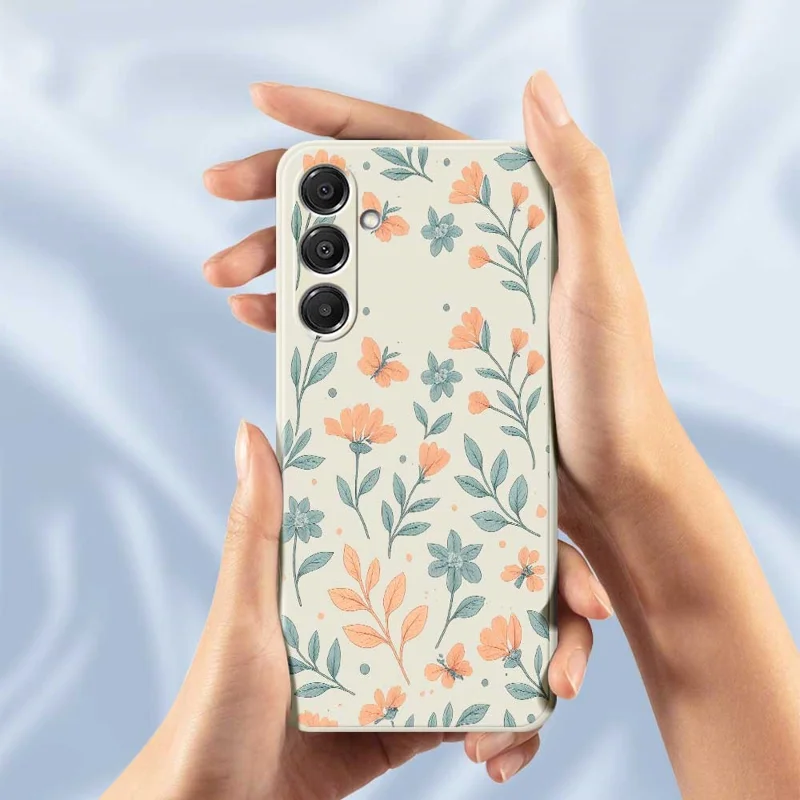For Samsung Galaxy A16 5G  /  4G Case Yellow Flowers Pattern Printing Straight Edge TPU Phone Back Cover - Beige
