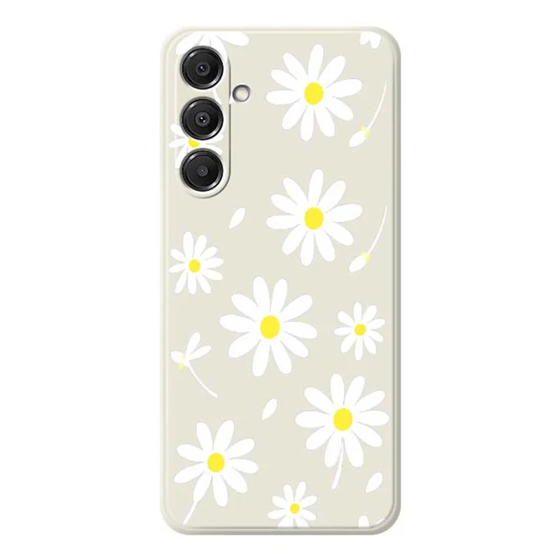 For Samsung Galaxy A16 5G  /  4G Case White Daisy Pattern Printing Straight Edge TPU Phone Back Cover - Beige