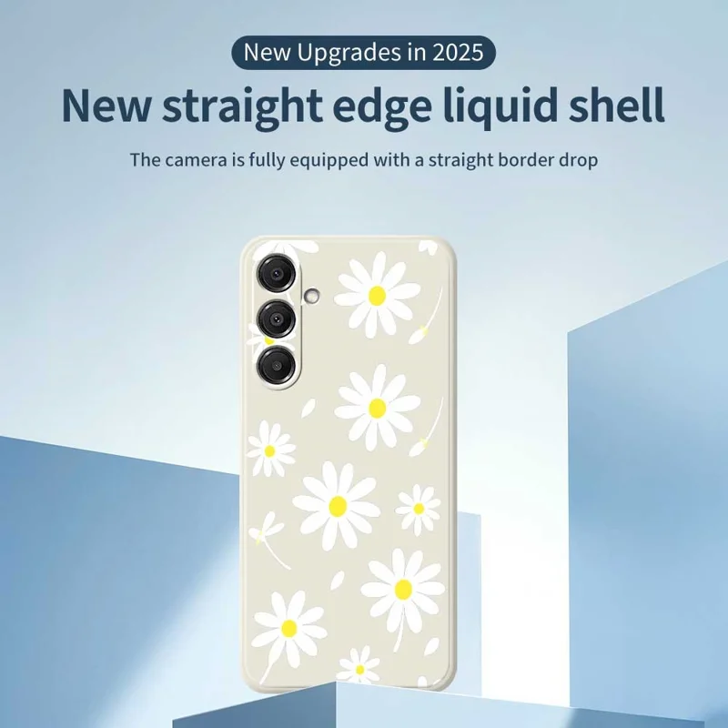 For Samsung Galaxy A16 5G  /  4G Case White Daisy Pattern Printing Straight Edge TPU Phone Back Cover - Beige