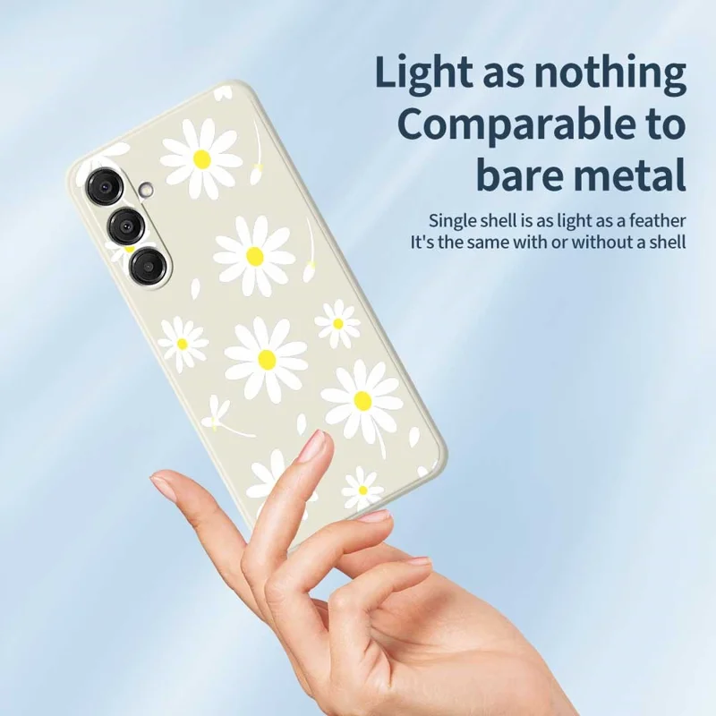 For Samsung Galaxy A16 5G  /  4G Case White Daisy Pattern Printing Straight Edge TPU Phone Back Cover - Beige