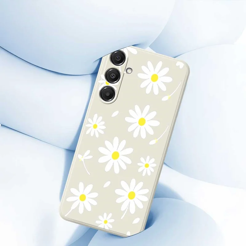 For Samsung Galaxy A16 5G  /  4G Case White Daisy Pattern Printing Straight Edge TPU Phone Back Cover - Beige