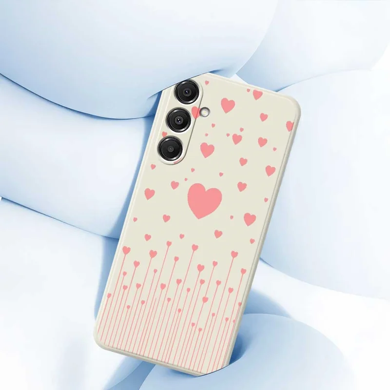 For Samsung Galaxy A16 5G  /  4G Case Pink Love Pattern Printing Straight Edge TPU Phone Back Cover - Beige