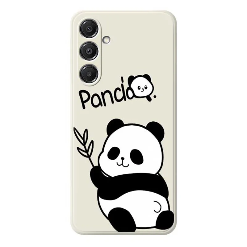 For Samsung Galaxy A16 5G  /  4G Case Panda Pattern Printing Straight Edge TPU Phone Back Cover - Beige