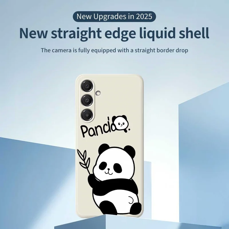 For Samsung Galaxy A16 5G  /  4G Case Panda Pattern Printing Straight Edge TPU Phone Back Cover - Beige