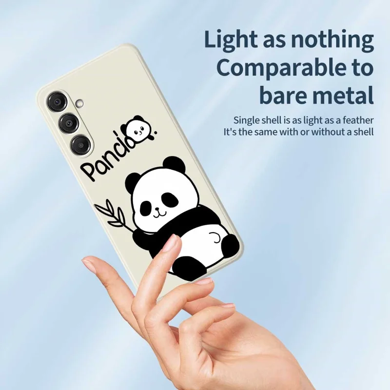 For Samsung Galaxy A16 5G  /  4G Case Panda Pattern Printing Straight Edge TPU Phone Back Cover - Beige