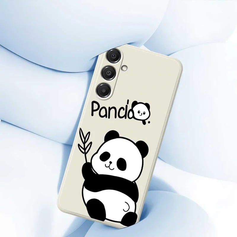 For Samsung Galaxy A16 5G  /  4G Case Panda Pattern Printing Straight Edge TPU Phone Back Cover - Beige