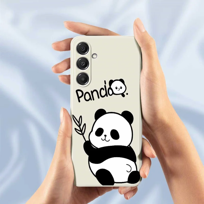 For Samsung Galaxy A16 5G  /  4G Case Panda Pattern Printing Straight Edge TPU Phone Back Cover - Beige