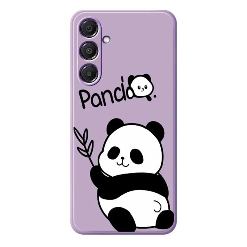 For Samsung Galaxy A16 5G  /  4G Case Panda Pattern Printing Straight Edge TPU Phone Back Cover - Purple