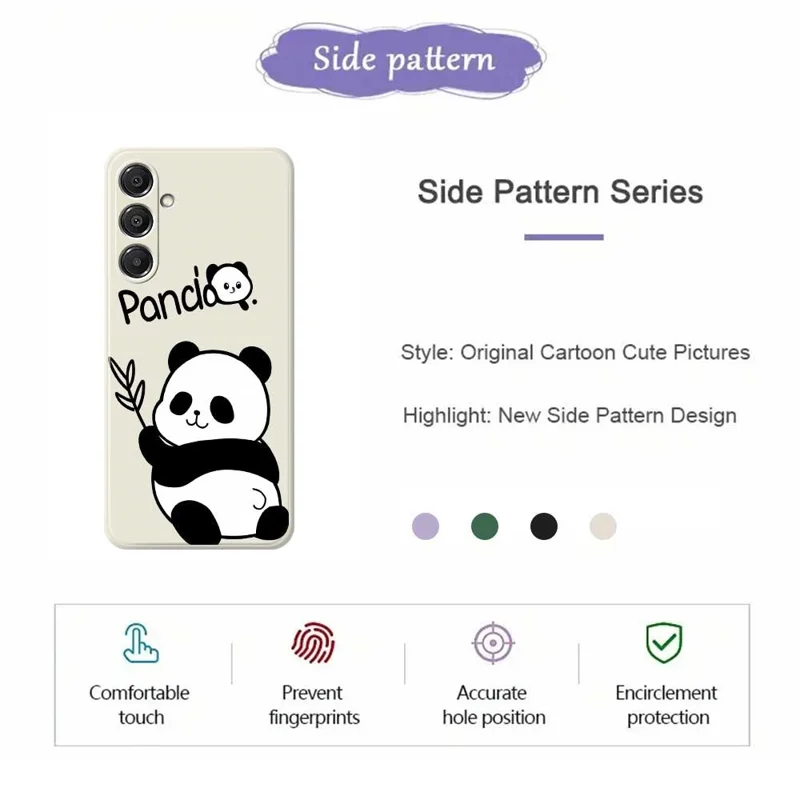 For Samsung Galaxy A16 5G  /  4G Case Panda Pattern Printing Straight Edge TPU Phone Back Cover - Purple
