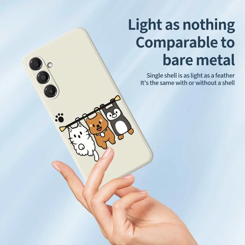 Funda para Samsung Galaxy A16 5G / 4G con Estampado de Tres Muñecos de Animales, Borde Recto, Cubierta Trasera de TPU - Beige