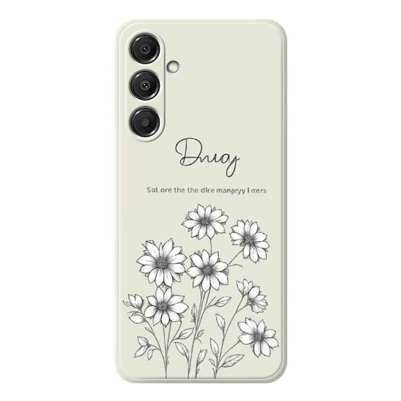 Étui pour Samsung Galaxy A16 5G / 4G Motif de Fleurs Esquissées Impression avec Bords Droits Coque Arrière en TPU - Beige