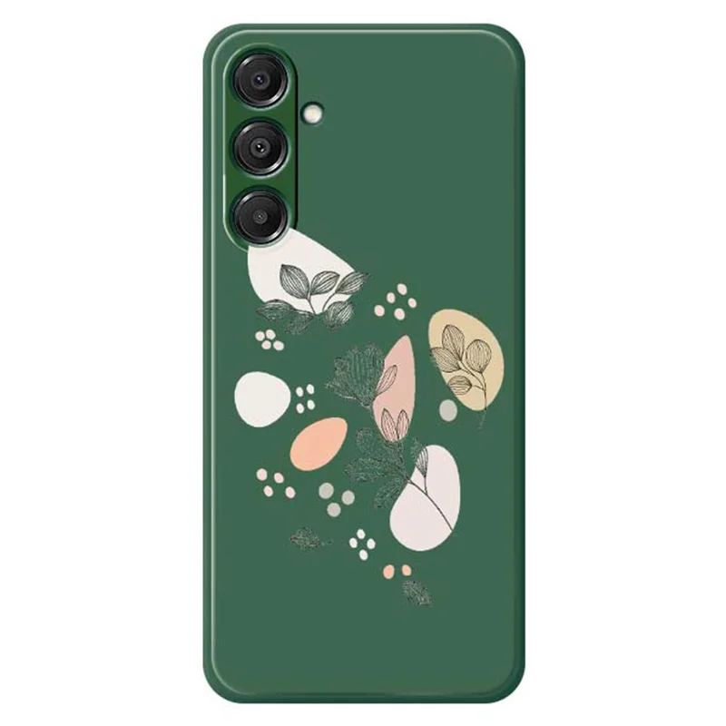 Étui pour Samsung Galaxy A16 5G / 4G Motif Feuilles Esquissées Impression Bords Droits Coque Arrière TPU - Vert