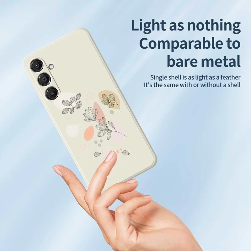 Étui pour Samsung Galaxy A16 5G / 4G Motif Feuilles Esquissées Impression Bords Droits Coque Arrière TPU - Vert