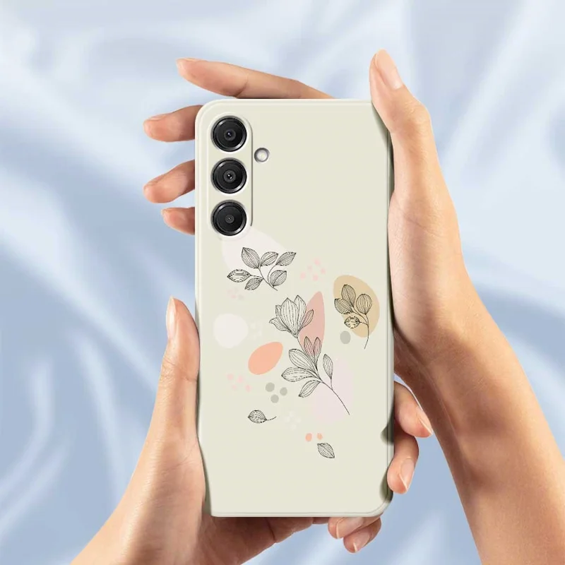 Étui pour Samsung Galaxy A16 5G / 4G Motif Feuilles Esquissées Impression Bords Droits Coque Arrière TPU - Vert