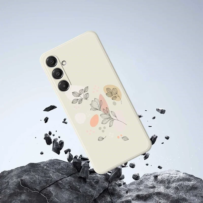 Étui pour Samsung Galaxy A16 5G / 4G Motif Feuilles Esquissées Impression Bords Droits Coque Arrière TPU - Vert