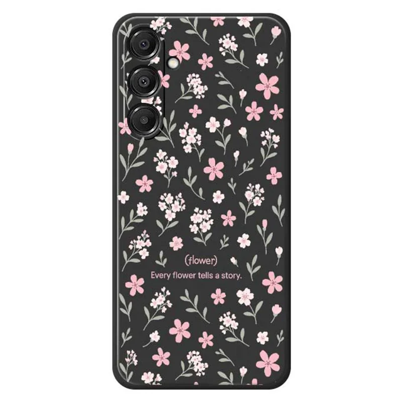 For Samsung Galaxy A16 5G  /  4G Case Small Flower Pattern Printing Straight Edge TPU Phone Back Cover - Black