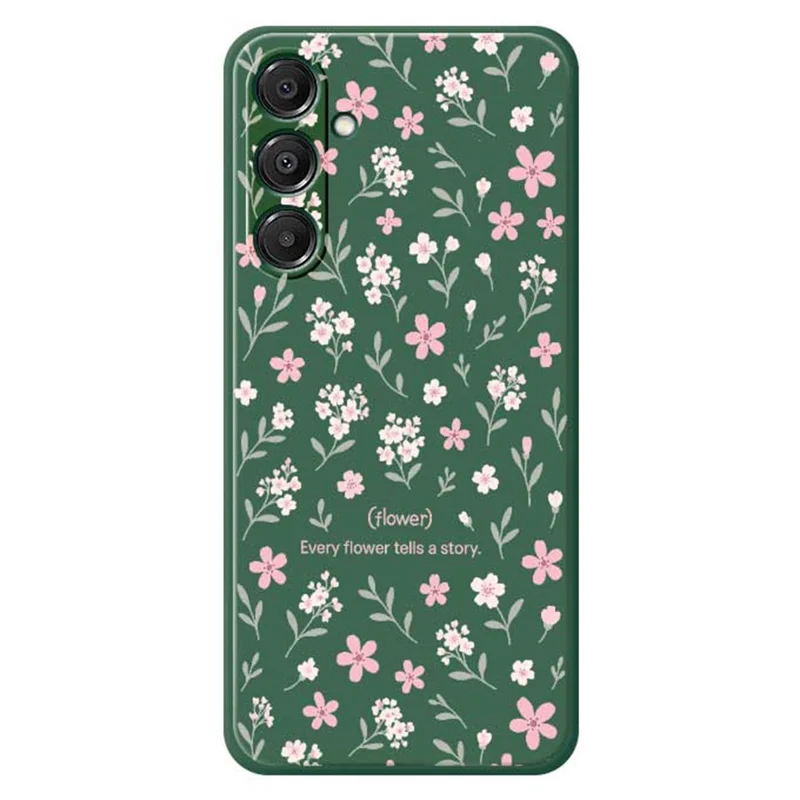 For Samsung Galaxy A16 5G  /  4G Case Small Flower Pattern Printing Straight Edge TPU Phone Back Cover - Green
