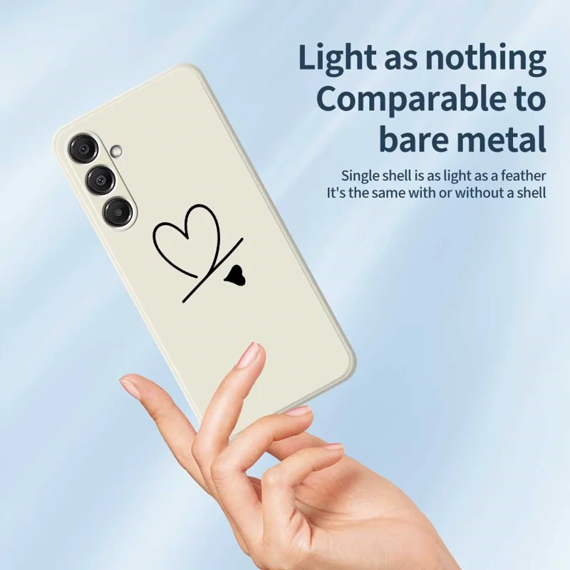 Étui pour Samsung Galaxy A16 5G / 4G Motif Noir Amour Impression sur Bords Droits Coque Arrière TPU pour Téléphone - Beige