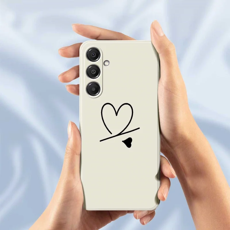 Étui pour Samsung Galaxy A16 5G / 4G Motif Noir Amour Impression sur Bords Droits Coque Arrière TPU pour Téléphone - Beige