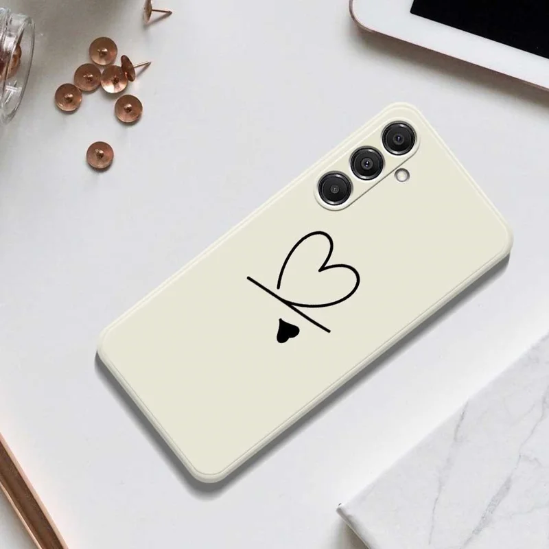 Étui pour Samsung Galaxy A16 5G / 4G Motif Noir Amour Impression sur Bords Droits Coque Arrière TPU pour Téléphone - Beige