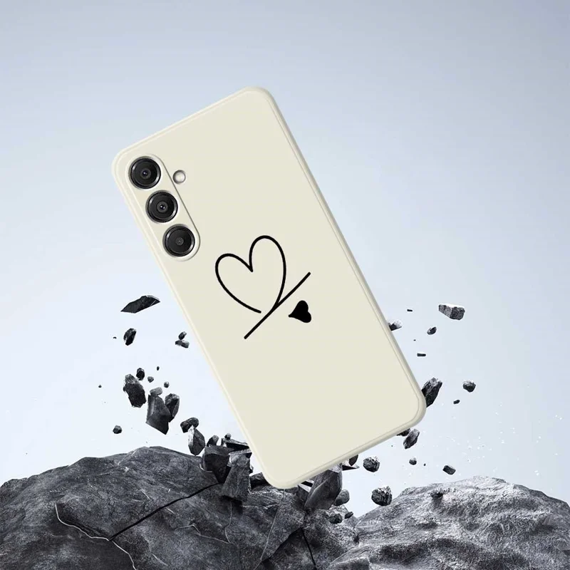 Étui pour Samsung Galaxy A16 5G / 4G Motif Noir Amour Impression sur Bords Droits Coque Arrière TPU pour Téléphone - Beige