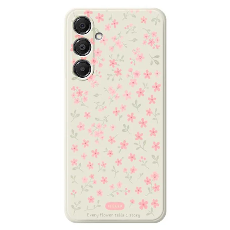 Étui pour Samsung Galaxy A16 5G / 4G Motif de Petites Fleurs Roses Impression Bord Droit TPU Coque Arrière de Téléphone - Beige