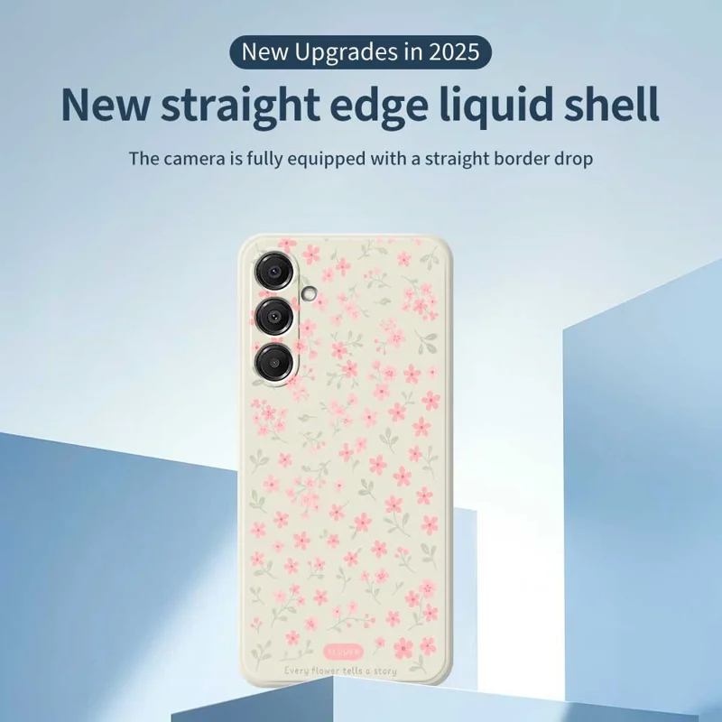 Étui pour Samsung Galaxy A16 5G / 4G Motif de Petites Fleurs Roses Impression Bord Droit TPU Coque Arrière de Téléphone - Beige