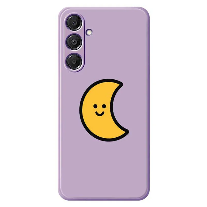 For Samsung Galaxy A16 5G  /  4G Case Yellow Moon Pattern Printing Straight Edge TPU Phone Back Cover - Purple