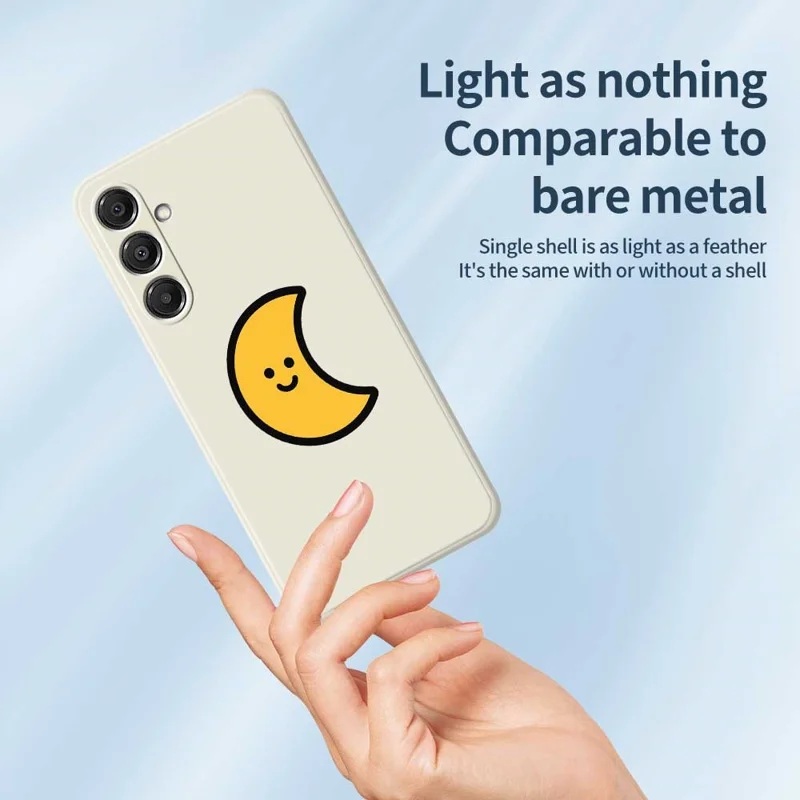 For Samsung Galaxy A16 5G  /  4G Case Yellow Moon Pattern Printing Straight Edge TPU Phone Back Cover - Purple