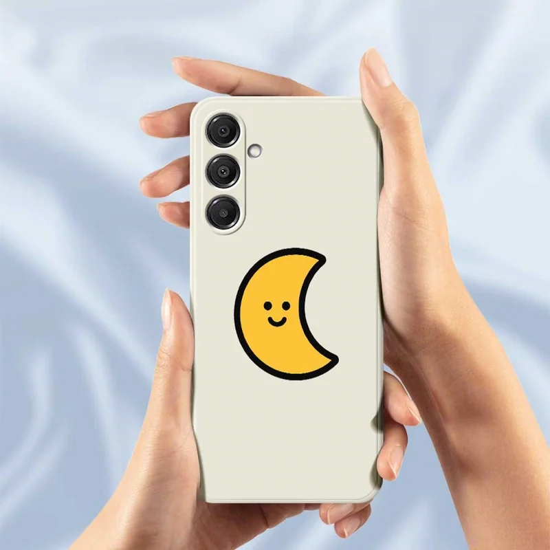 For Samsung Galaxy A16 5G  /  4G Case Yellow Moon Pattern Printing Straight Edge TPU Phone Back Cover - Purple
