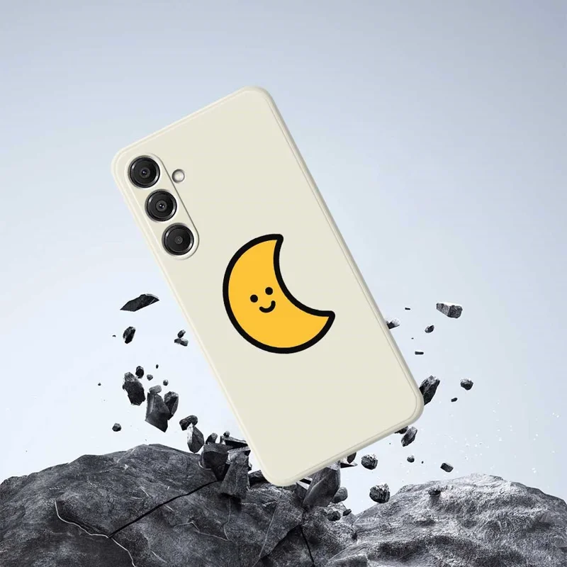 For Samsung Galaxy A16 5G  /  4G Case Yellow Moon Pattern Printing Straight Edge TPU Phone Back Cover - Purple