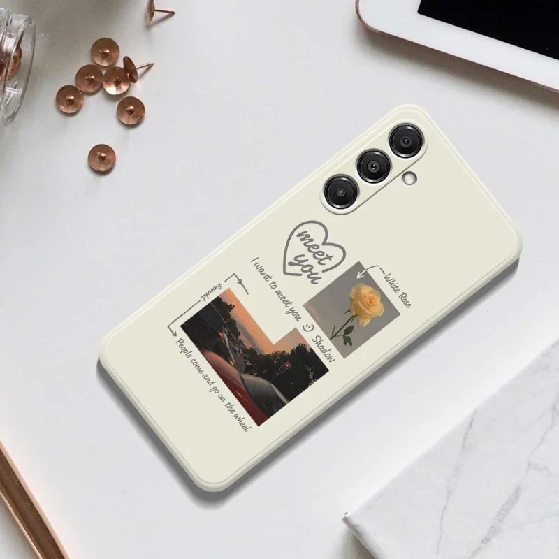 Funda para Samsung Galaxy A16 5G / 4G Diseño "Meet You" con Estampado de Fotos, Borde Recto, Carcasa Trasera de TPU - Beige