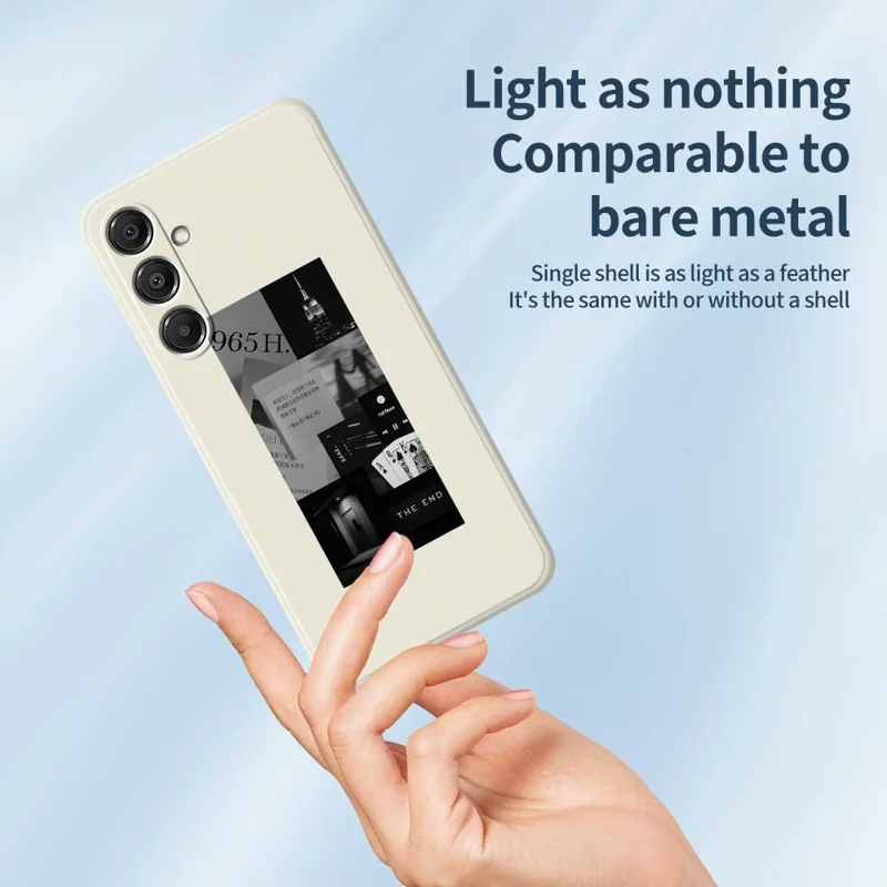 Étui pour Samsung Galaxy A16 5G / 4G Motif de Photos Cousu Impression Bord Droit TPU Coque Arrière de Téléphone - Beige