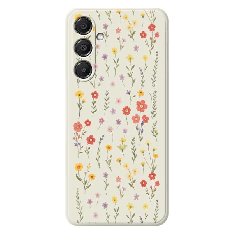 For Samsung Galaxy A16 5G  /  4G Case Flowers and Grass Pattern Printing Straight Edge TPU Phone Back Cover - Beige