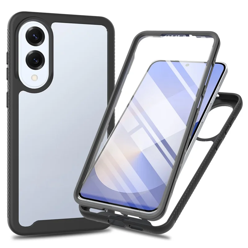 Clear Case for Samsung Galaxy S25 Edge PC + TPU Phone Back Cover with PET Screen Film - Black