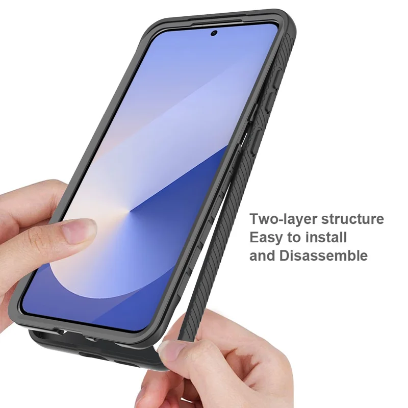 Clear Case for Samsung Galaxy S25 Edge PC + TPU Phone Back Cover with PET Screen Film - Black