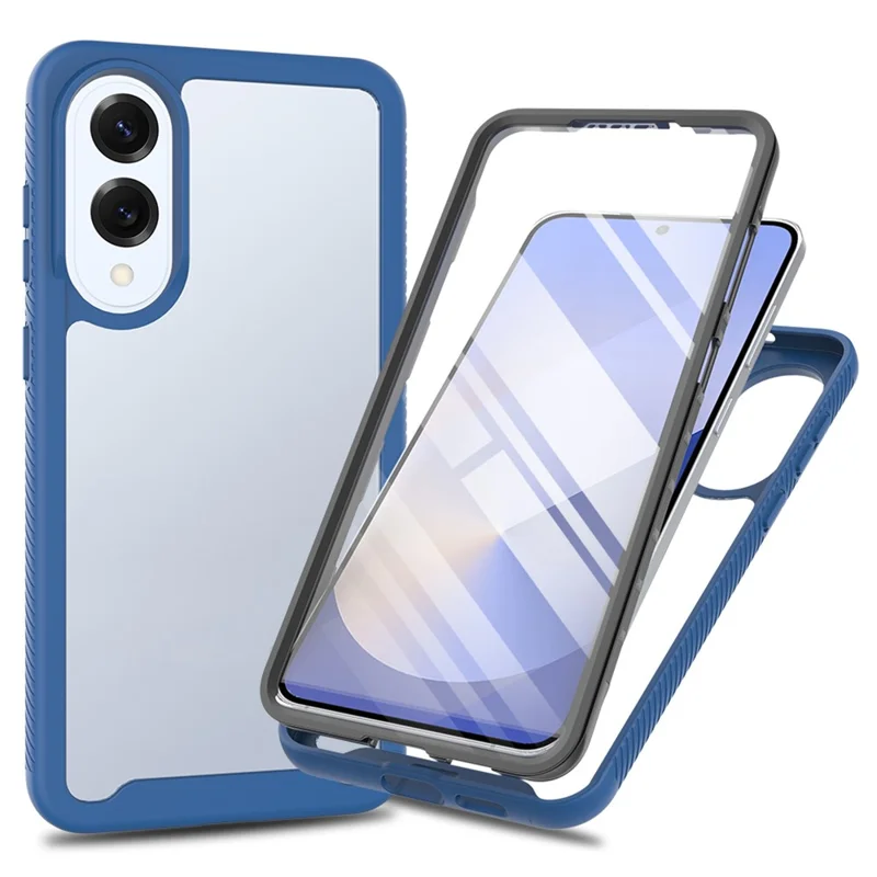 Capa Transparente para Samsung Galaxy S25 Edge PC + TPU com Película Protetora de Tela PET - Azul