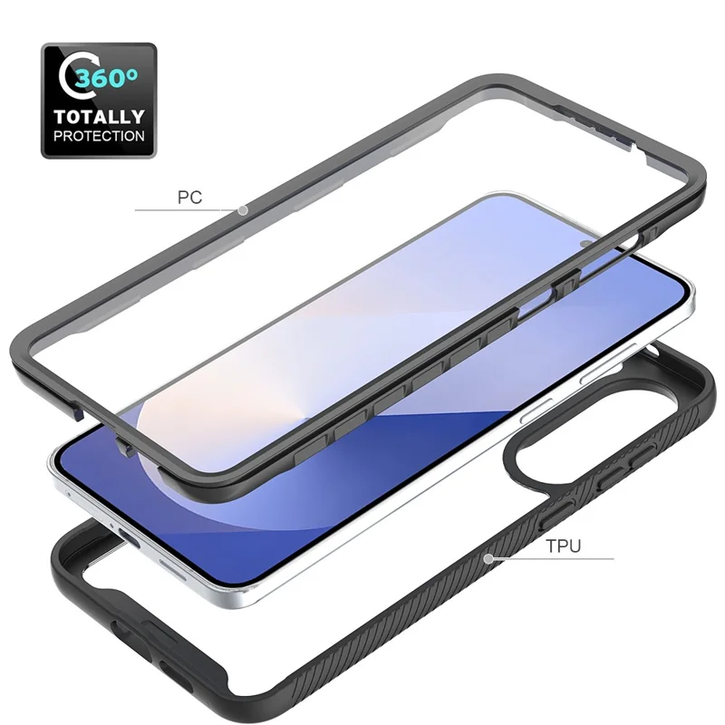 Capa Transparente para Samsung Galaxy S25 Edge PC + TPU com Película Protetora de Tela PET - Azul