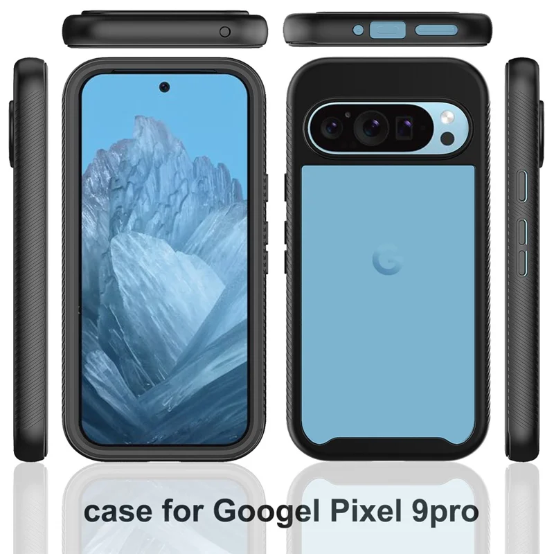 Прозрачный чехол для Google Pixel 10 / 10 Pro ПК + TPU задняя крышка телефона с защитной ПЭТ-пленкой - Черный