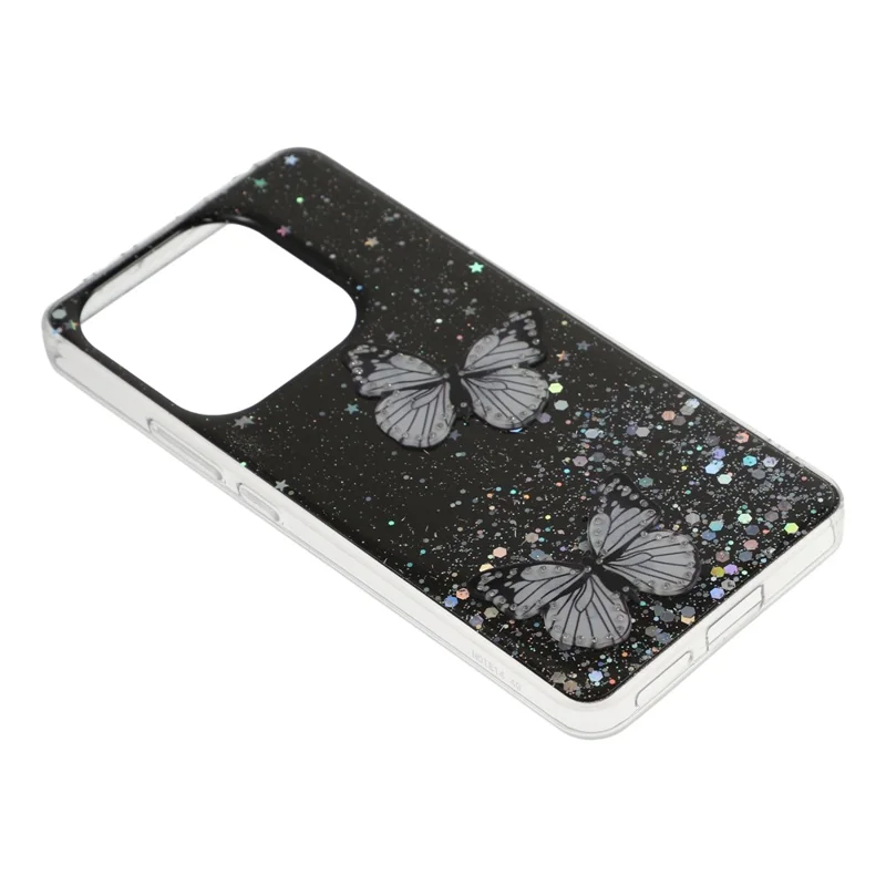 For Xiaomi Redmi Note 14 4G (163.25mm) Case Epoxy PVC Butterfly TPU Aesthetics Phone Cover - Black