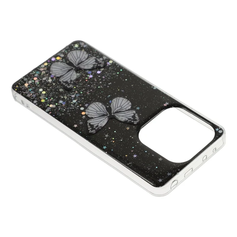 For Xiaomi Redmi Note 14 4G (163.25mm) Case Epoxy PVC Butterfly TPU Aesthetics Phone Cover - Black
