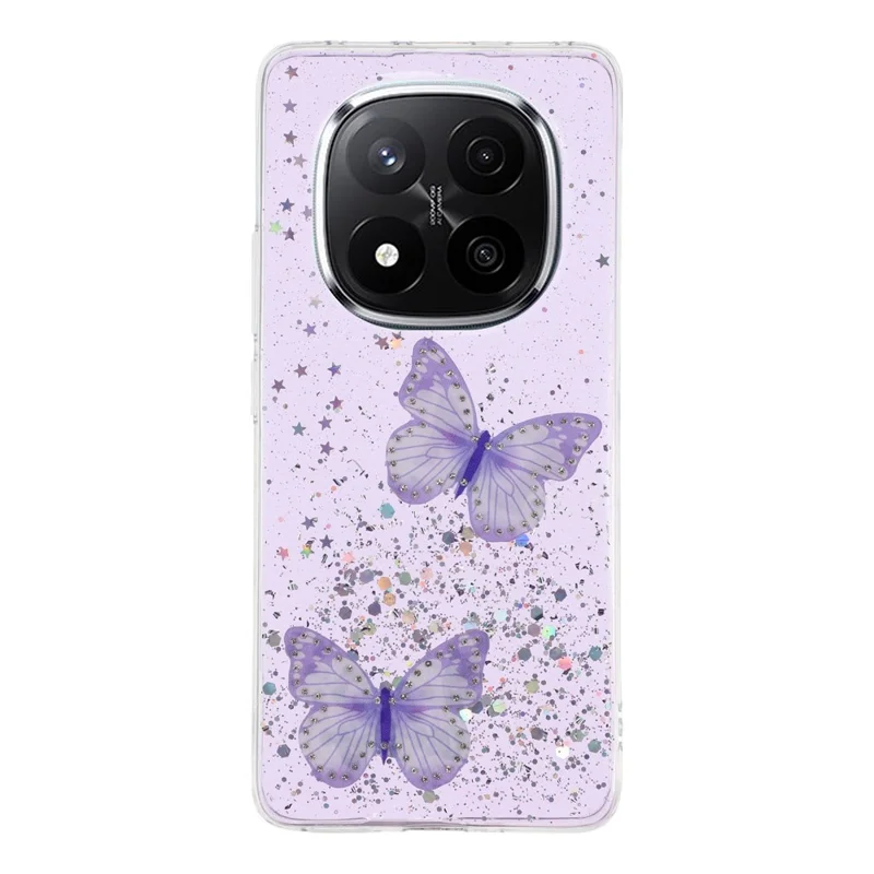 For Xiaomi Redmi Note 14 Pro+ 5G Case Epoxy PVC Butterfly TPU Aesthetics Phone Cover - Purple