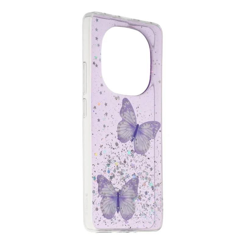 For Xiaomi Redmi Note 14 Pro+ 5G Case Epoxy PVC Butterfly TPU Aesthetics Phone Cover - Purple