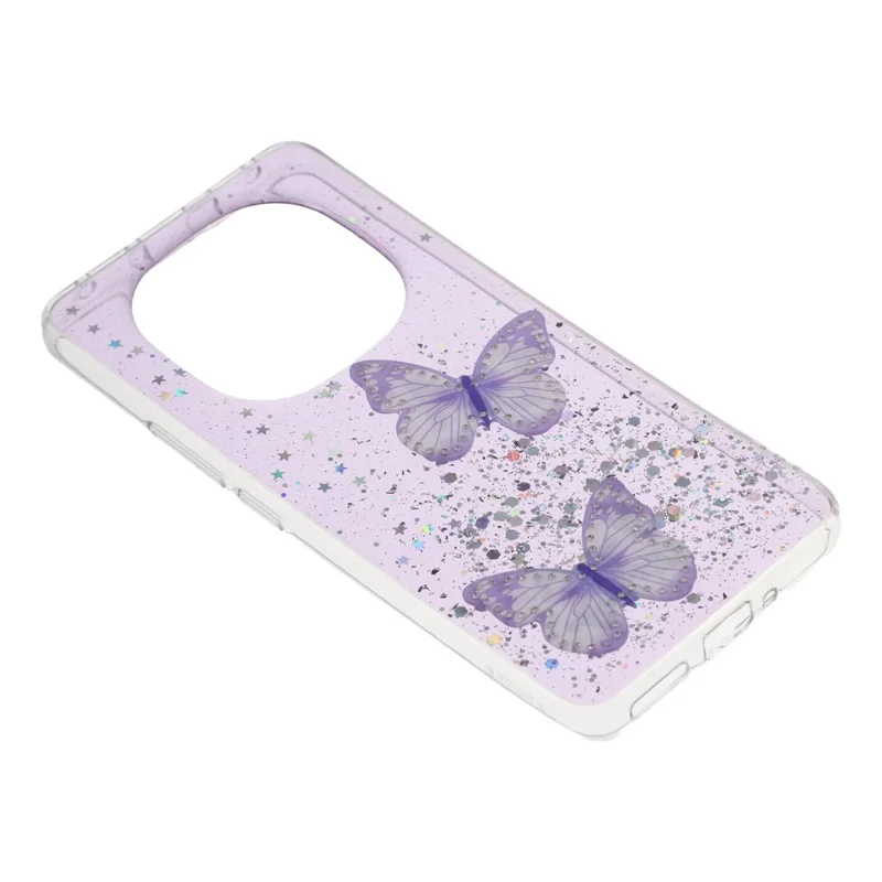 For Xiaomi Redmi Note 14 Pro+ 5G Case Epoxy PVC Butterfly TPU Aesthetics Phone Cover - Purple