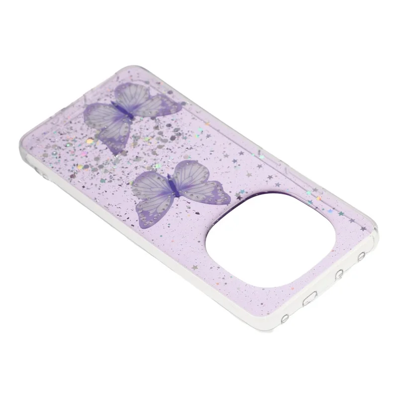 For Xiaomi Redmi Note 14 Pro+ 5G Case Epoxy PVC Butterfly TPU Aesthetics Phone Cover - Purple
