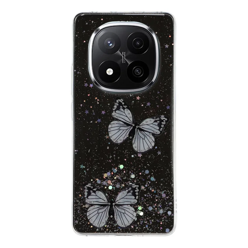 For Xiaomi Redmi Note 14 Pro+ 5G Case Epoxy PVC Butterfly TPU Aesthetics Phone Cover - Black