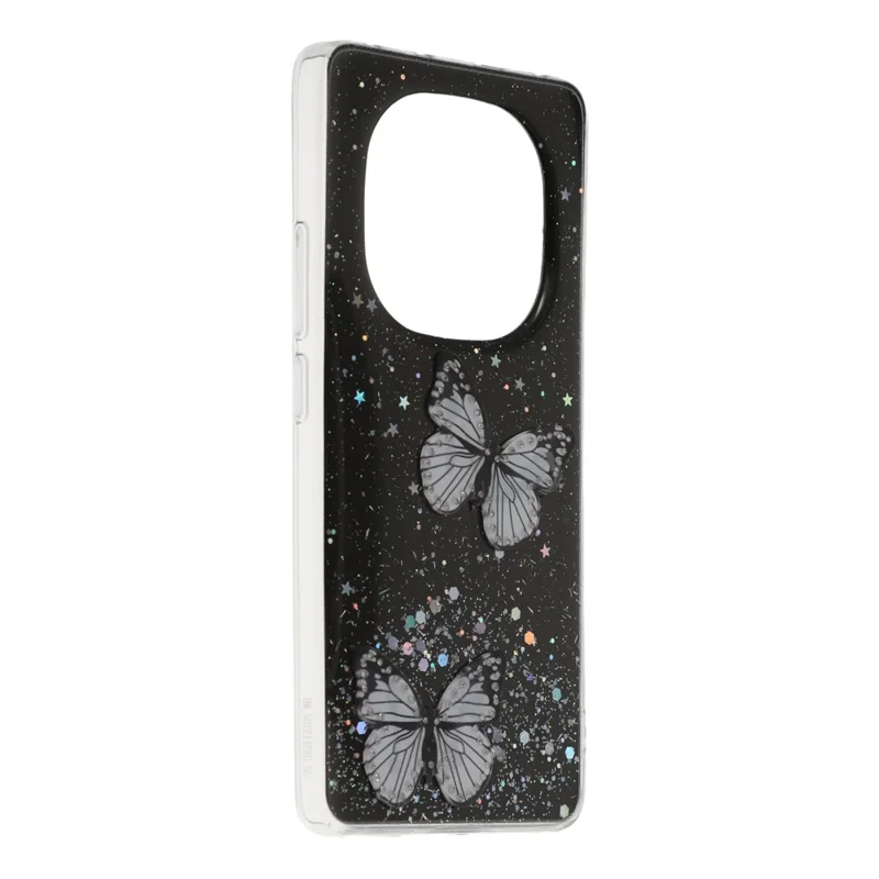 For Xiaomi Redmi Note 14 Pro+ 5G Case Epoxy PVC Butterfly TPU Aesthetics Phone Cover - Black